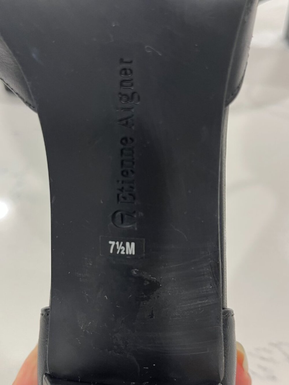 Etienne Aigner Women's Black Leather D'orsay High Heels Ankle Strap Size 7.5 - Picture 7 of 7